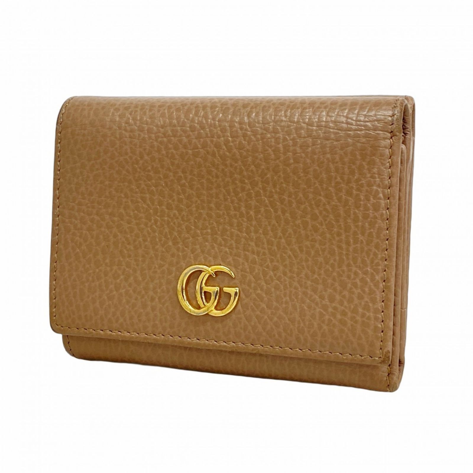 グッチ Gucci グッチ 三つ折り財布 GGマーモント 474746 レザー ブラウン レディース