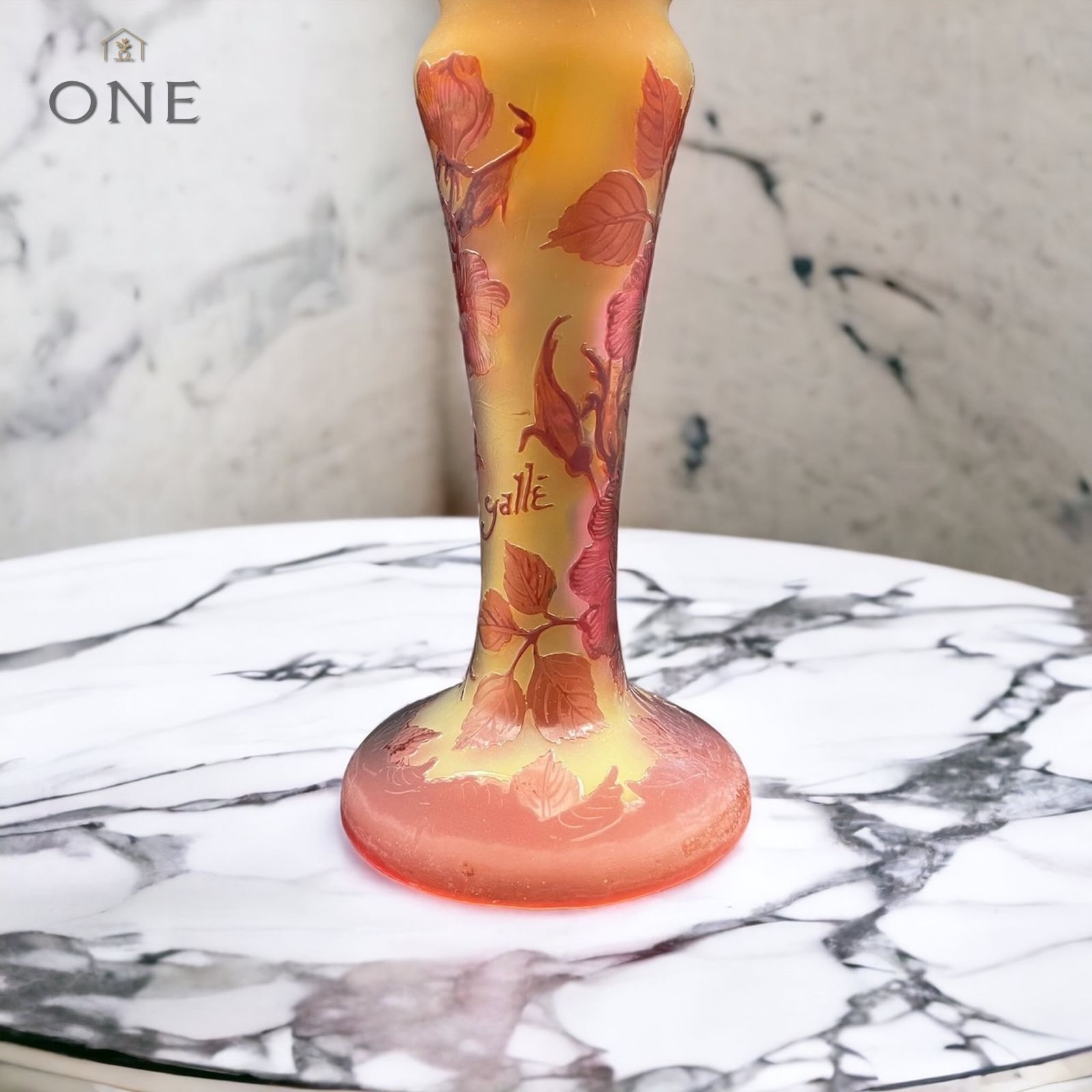 EmileGalle【正規輸入】高さ43㎝【証明書付属】ガレ復刻 2灯式テーブル