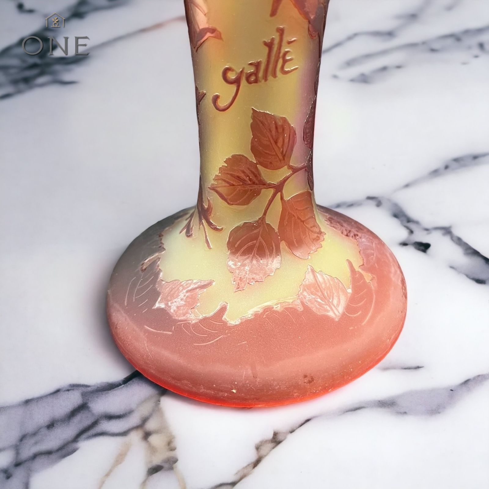 EmileGalle【正規輸入】高さ43㎝【証明書付属】ガレ復刻 2灯式テーブル