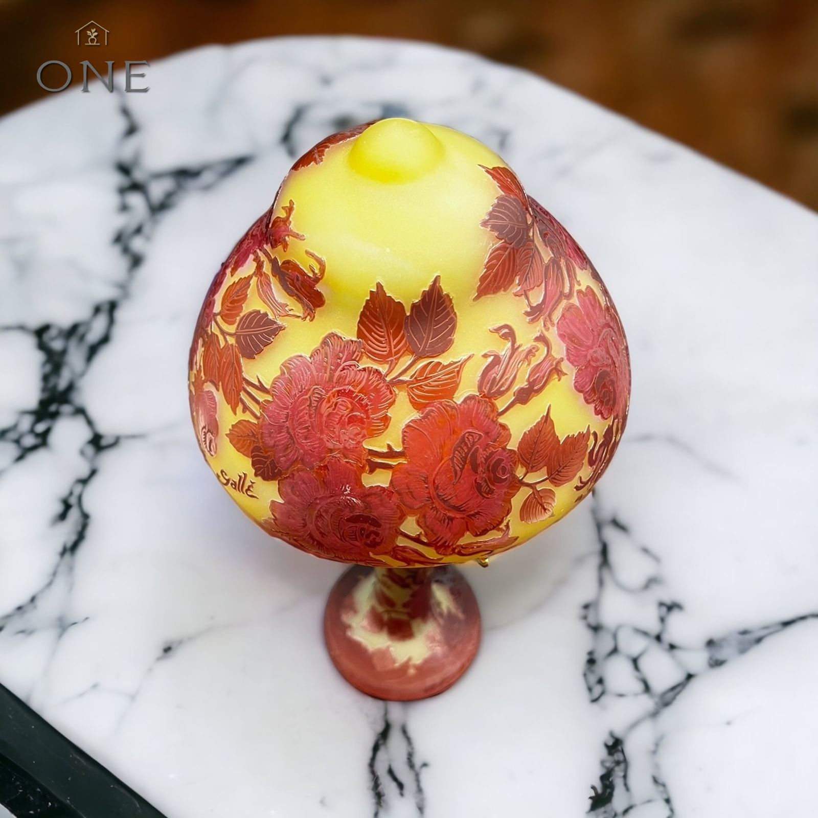 EmileGalle【正規輸入】高さ43㎝【証明書付属】ガレ復刻 2灯式テーブル