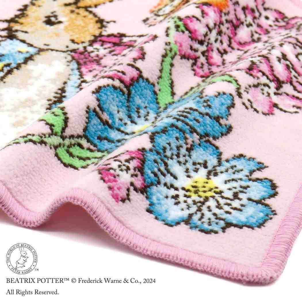 ピーターラビット ミニタオル シェニール織タオルハンカチ お花と蝶々