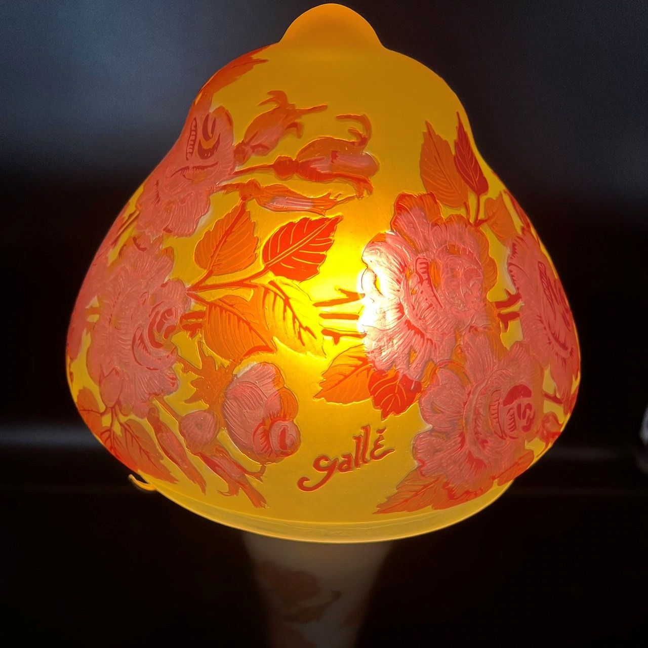 証明書付】高さ14cm 幅8cm エミールガレ ランプ カメオ彫 証明書付】高