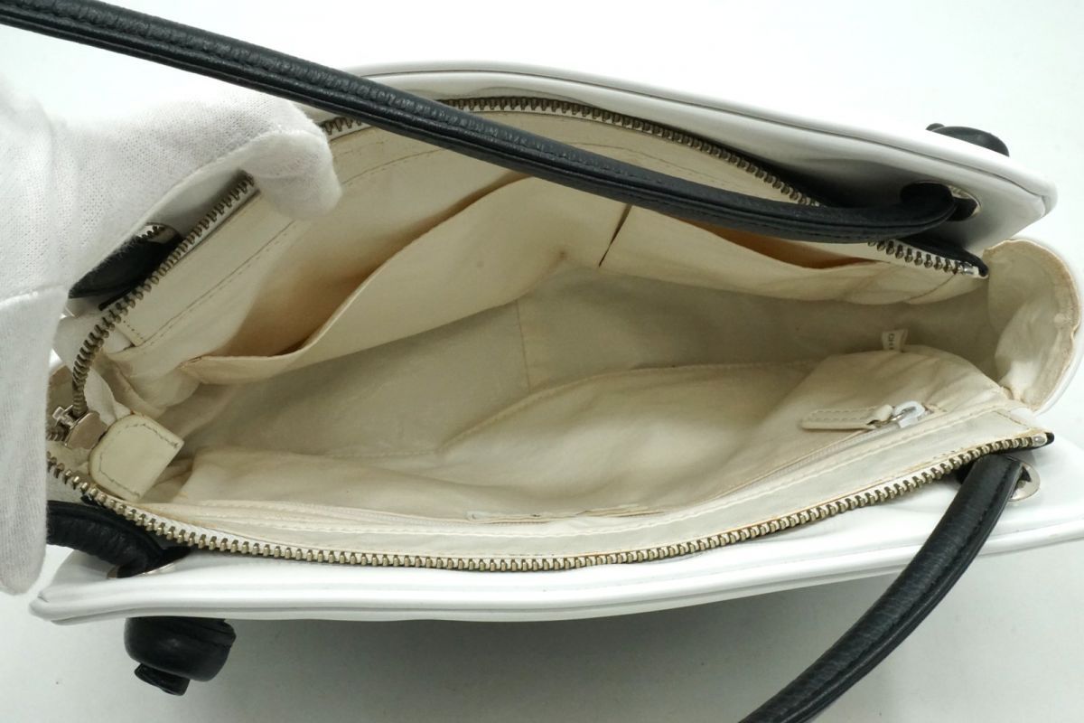 クレージュ ヴィンテージ ハンドバッグ トート ロゴ レザー バイカラー