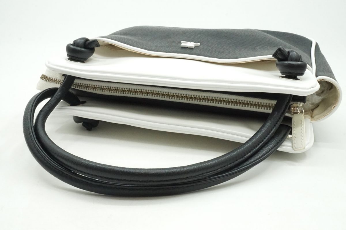 クレージュ ヴィンテージ ハンドバッグ トート ロゴ レザー バイカラー