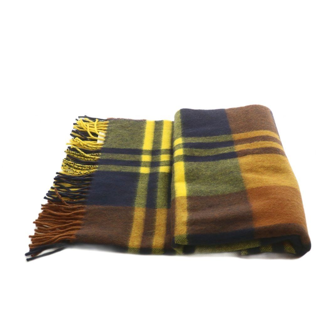 JOSHUA ELLIS ジョシュアエリス ストール 大判 フリンジ チェック柄 カシミヤ 黄 イエロー 茶 ブラウン 紺 ネイビー 1736-343-3082 AN 10