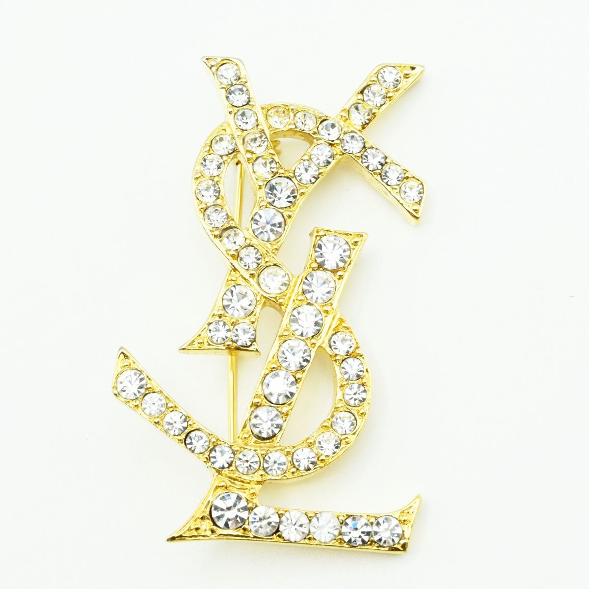 YVESSAINTLAURENT イヴサンローラン YSLロゴ ラインストーン メタル