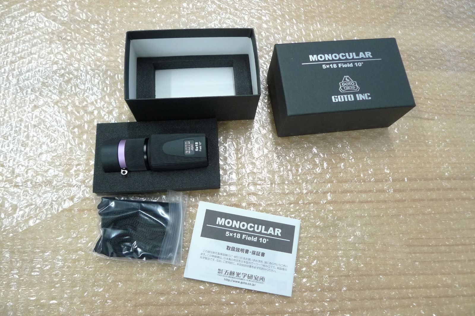 五藤光学研究所 GT M 518 monocular 5 18 field 10° 管理p 1111
