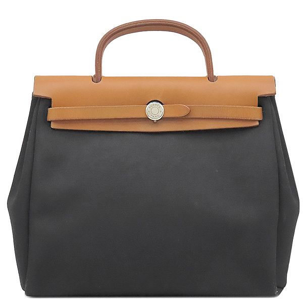 エルメス HERMES 2WAYバッグ エールバッグPM 31 トワルオフィシエ ヴァッシュハンター ブラック×ナチュラル シルバー金具 黒 ストッパー E刻印 保存袋
