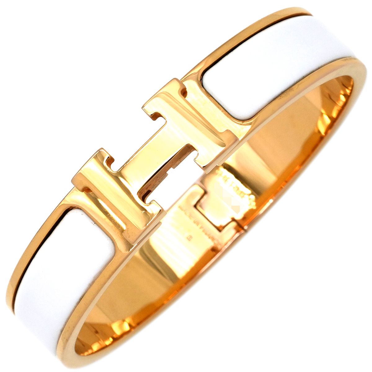 エルメス HERMES ブレスレット クリックH PM メタル エナメル ホワイト×ゴールド ゴールド金具 白 Hブレス