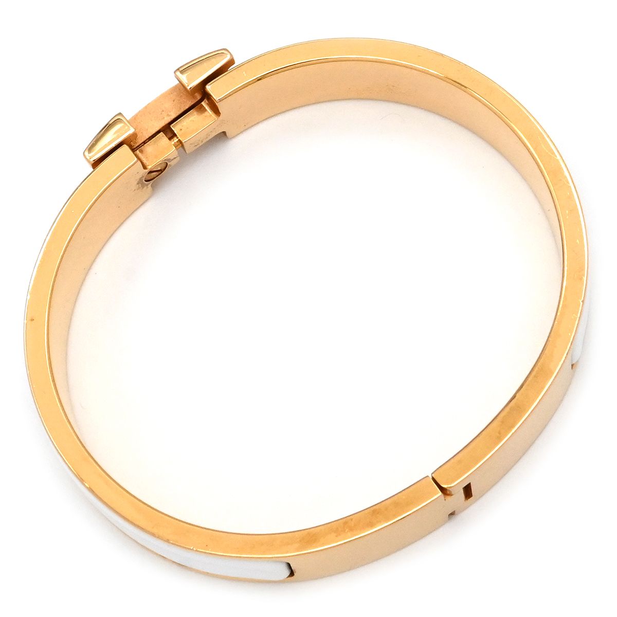エルメス HERMES ブレスレット クリックH PM メタル エナメル ホワイト×ゴールド ゴールド金具 白 Hブレス