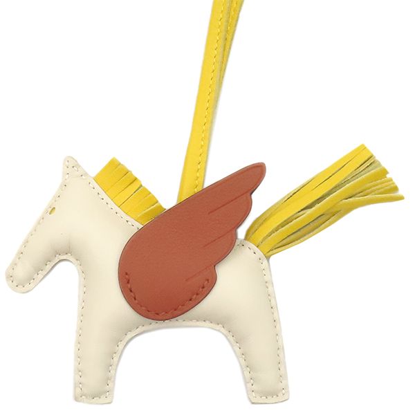 エルメス HERMES バッグチャーム ロデオPM ペガサス アニョーミロ クレ×ジョーヌナプル×キュイーブル アイボリー 黄色 茶 B刻印 製 箱