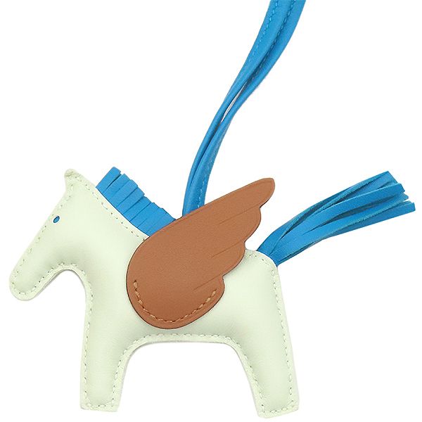 【美品】エルメス バッグチャーム ペガサス マルチカラー 薄緑 茶 青 中古 美品】エルメス バッグチャーム ペガサス マルチカラー 薄緑 茶 青
