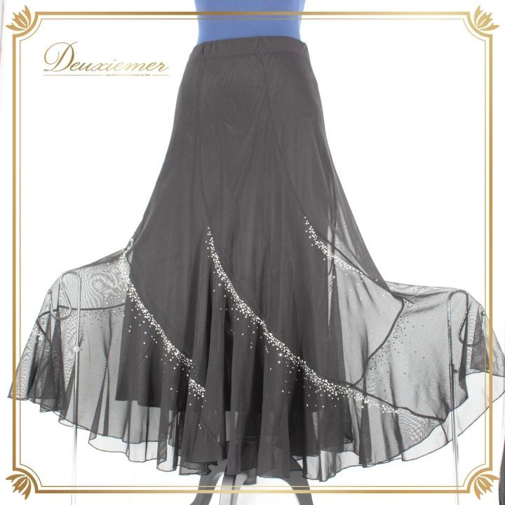 社交ダンス 衣装 スカート ブラック系 チャコット Chacott 黒 日本製