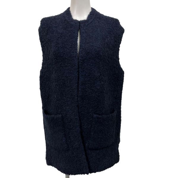 ドゥロワー Drawer ニットコート ノースリーブコート ニットベスト アウター 上着 ネイビー ウール アルパカ L 11号 レディース S5X205