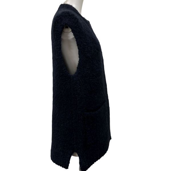ドゥロワー Drawer ニットコート ノースリーブコート ニットベスト アウター 上着 ネイビー ウール アルパカ L 11号 レディース S5X205