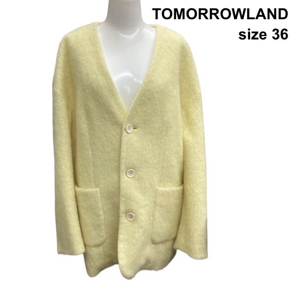 ■ トゥモローランド TOMORROWLAND コート 長袖 黄色 アルパカ、ポリエステル 36 S～M 7号 レディース B5Y024