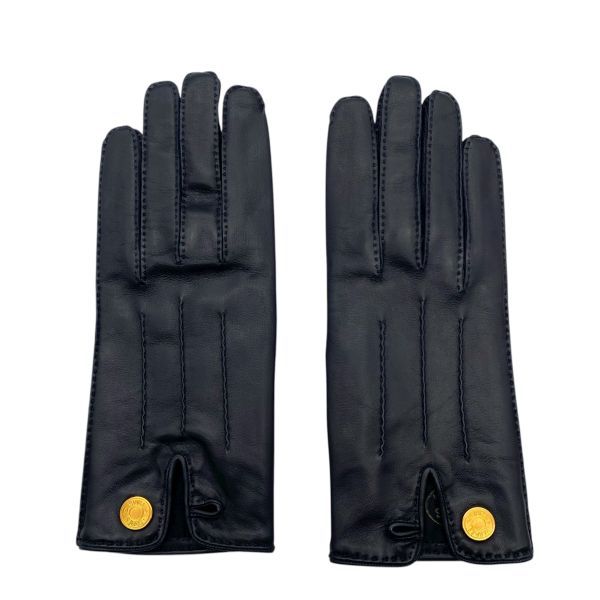 ○ 美品 エルメス HERMES レザーグローブ 手袋 セリエボタン ステッチ