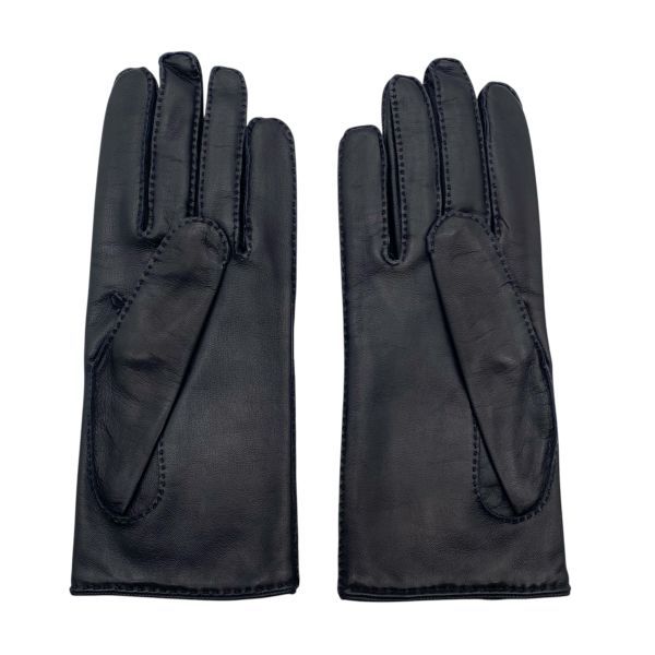 ○ 美品 エルメス HERMES レザーグローブ 手袋 セリエボタン ステッチ