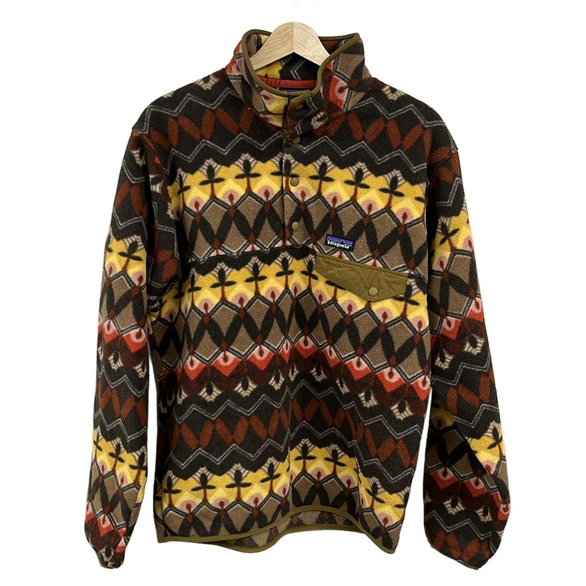 Patagonia パタゴニア ブルゾン サイズs S メンズ - カーキ×イエロー×マルチ 長袖 フリース プルオーバー 秋 冬