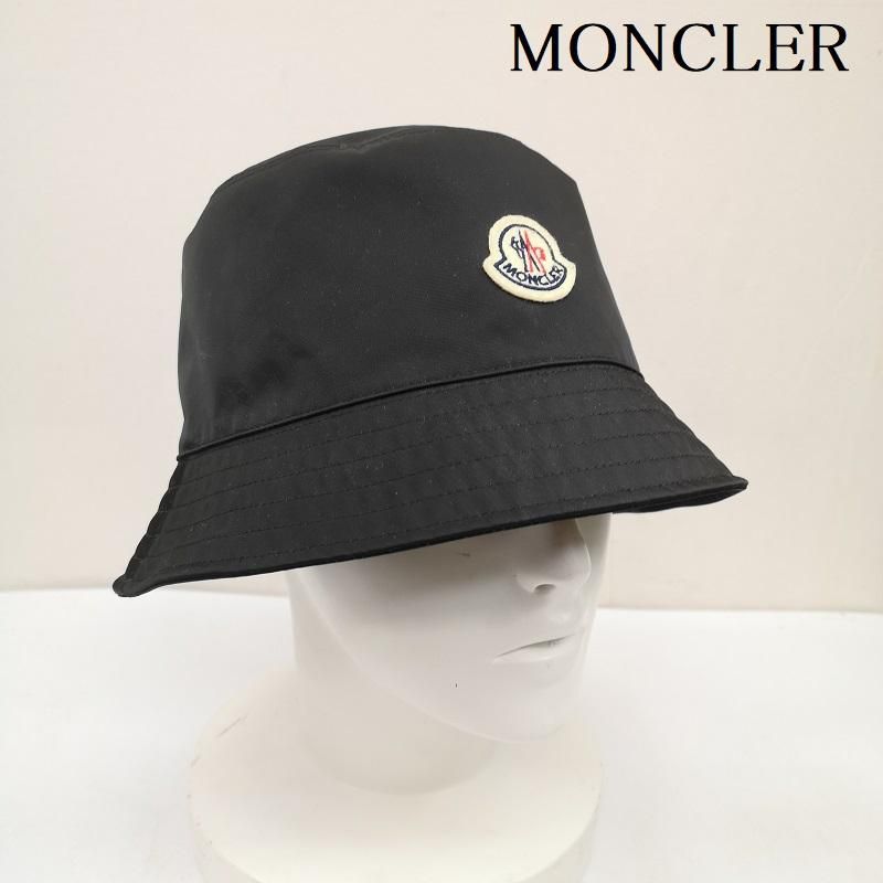 モンクレール 3 B 00033 54 A 1 K ブラック リバーシブル バケット ハット ロゴ ワッペン サイズ L メンズ ISItems 古着