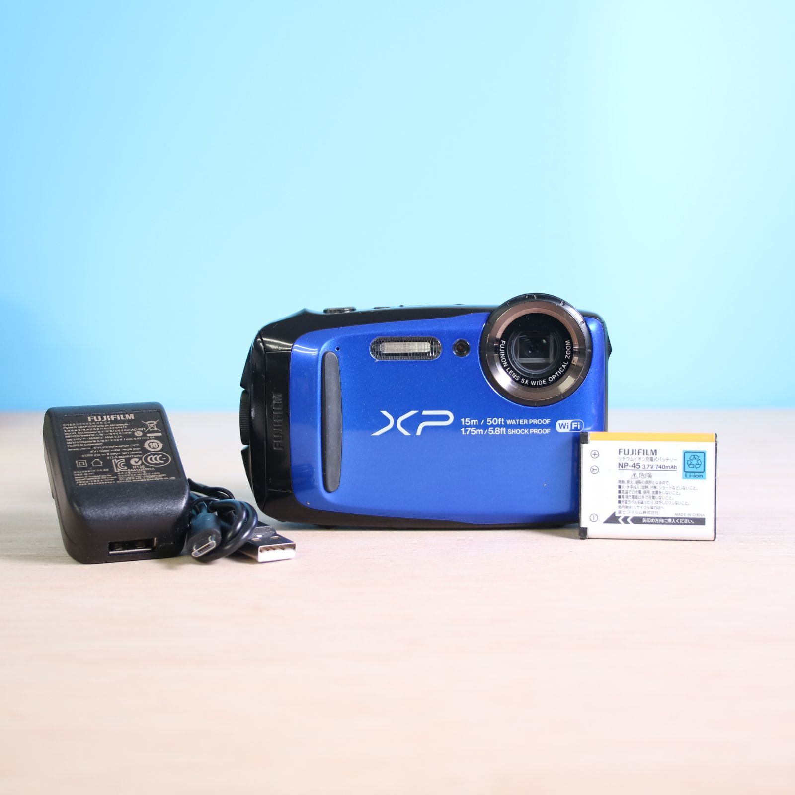 防水 Wi-Fi ❁ ❁FUJIFILM FinePix XP90 防水対応 スマホ転送OK コンデジ タフカメラ ブルー