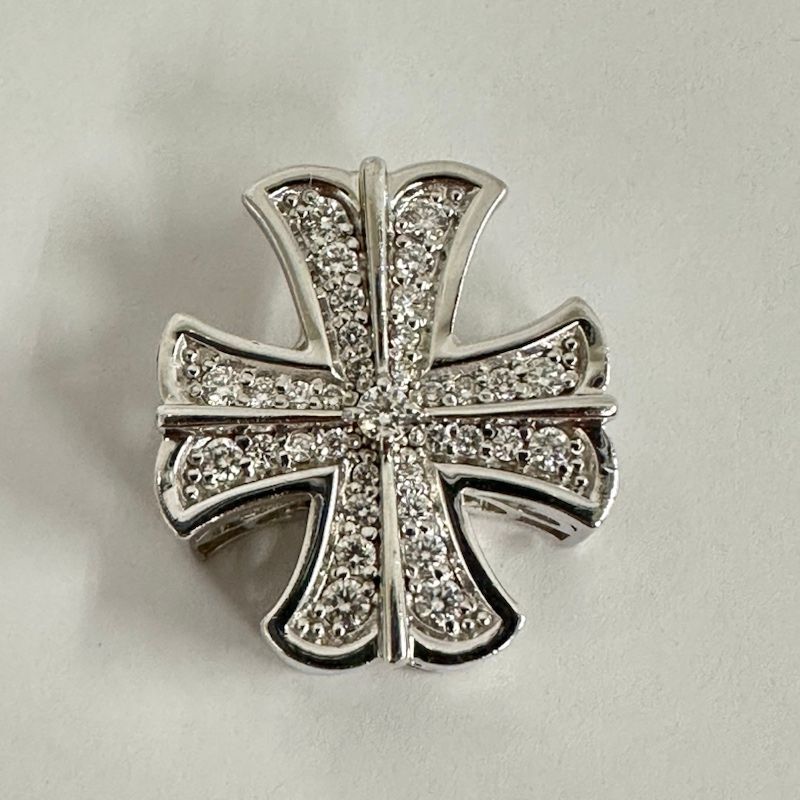 Ts585571 ゆきざき ペンダントトップ K18WG クロス ダブルトップ ダイヤ D0.50ct 約7.4g