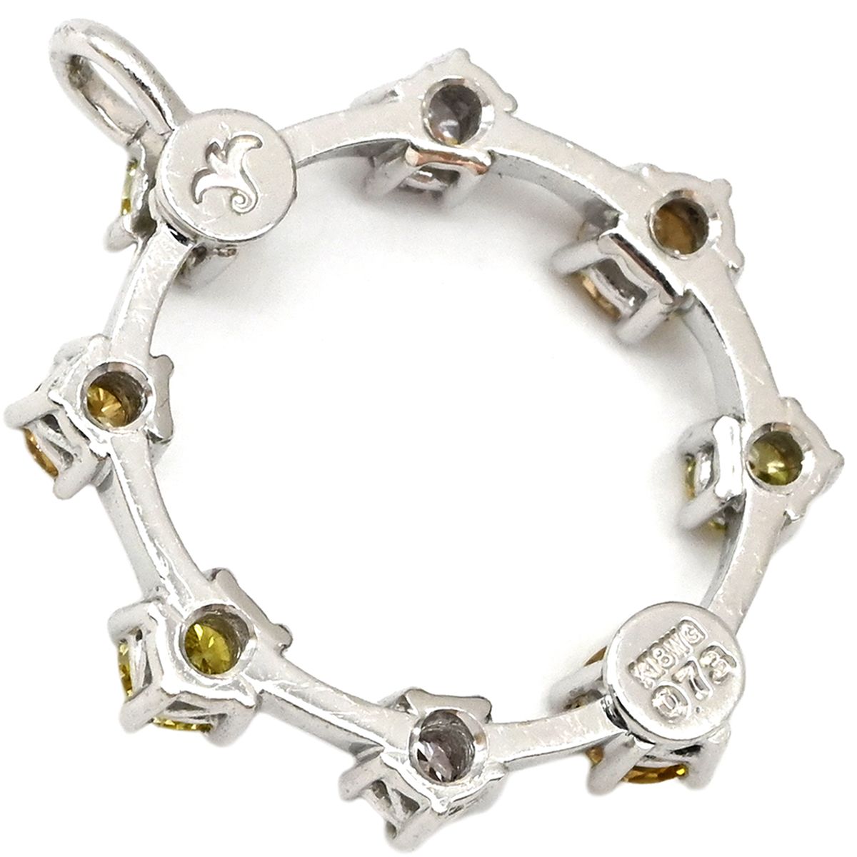 ペンダントトップ K 18 WG 色石 ホワイトゴールド イエロー ブラウン ピンク 8 P 8石 8粒 Au 750 18金 マルチ ストーン チャーム