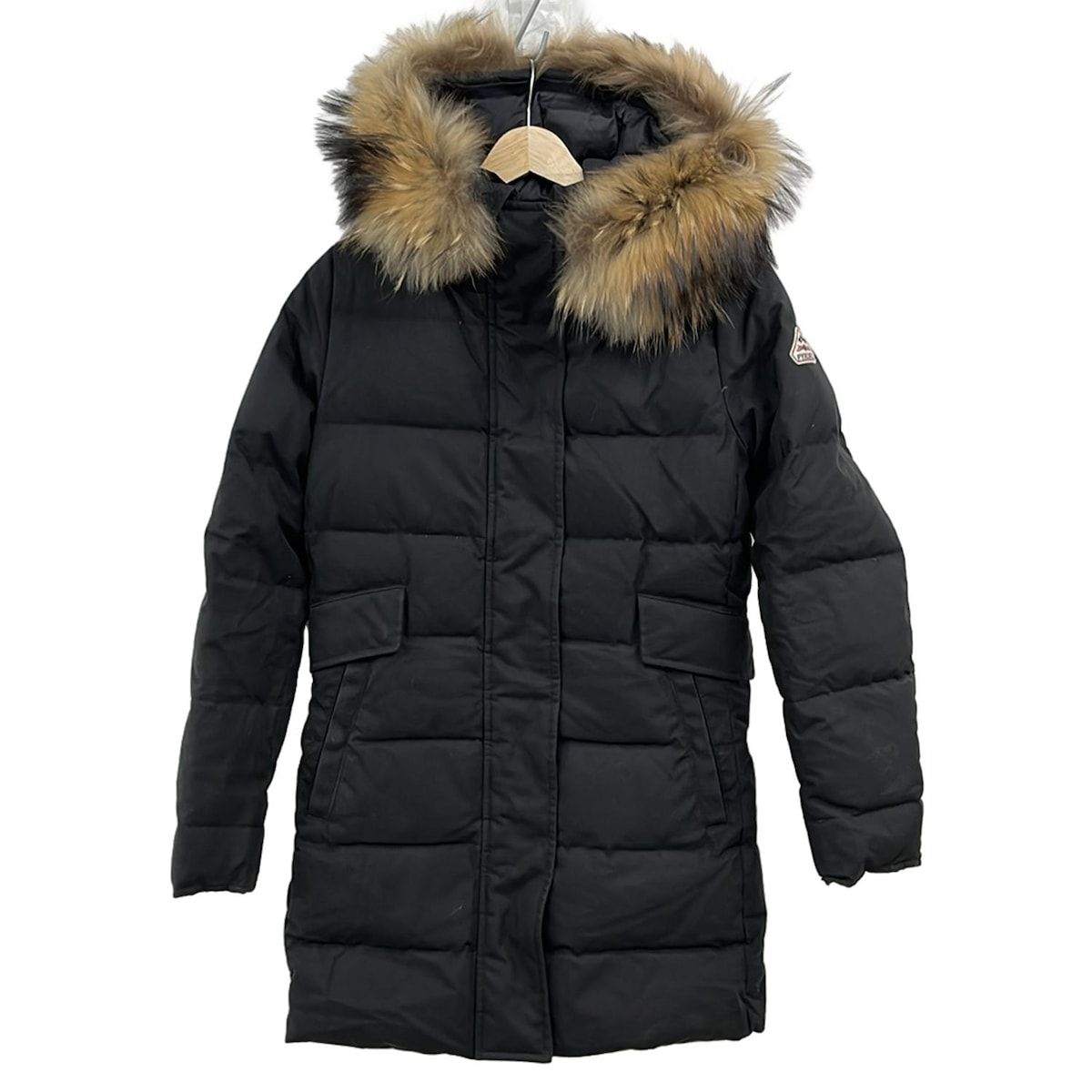 PYRENEX ピレネックス ダウンコート サイズ36 S レディース - 黒 長袖 ファー ジップアップ 冬