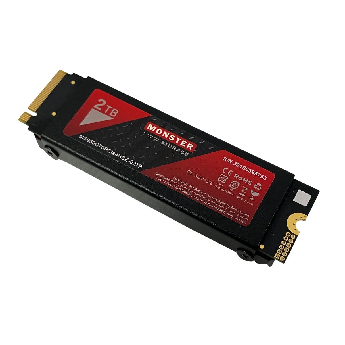 Monster Storage MS950G70PCIe4HSE-02TB NVMe M.2 SSD 2TB 339回 1048時間 パソコン パーツ 内蔵ストレージ 良好 T10585745