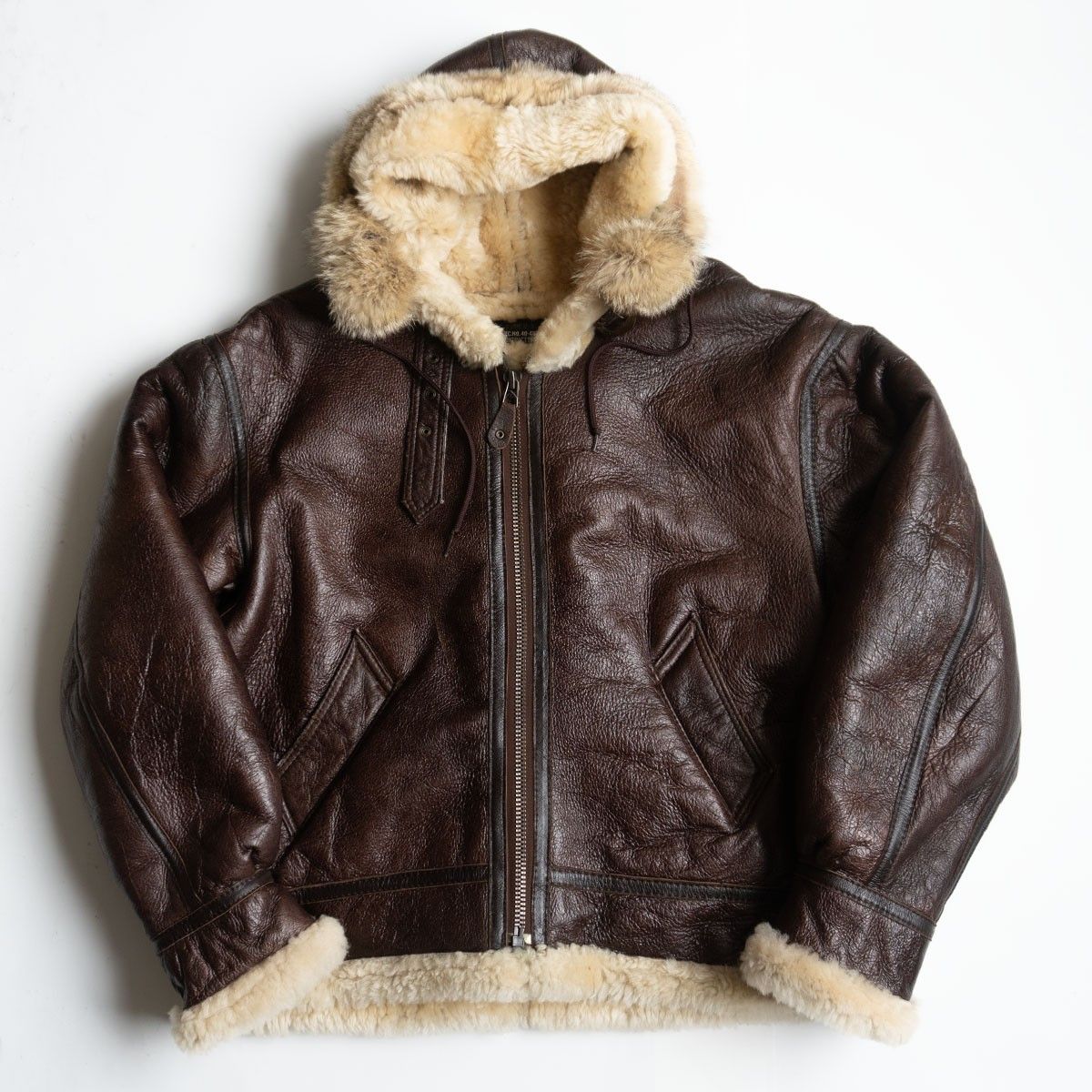 ビッグサイズ フード付き FLIGHT EQUIPMENT B-3 ムートンボンバージャケット 50 ブラウン フライト レザー ジャケット 25110353