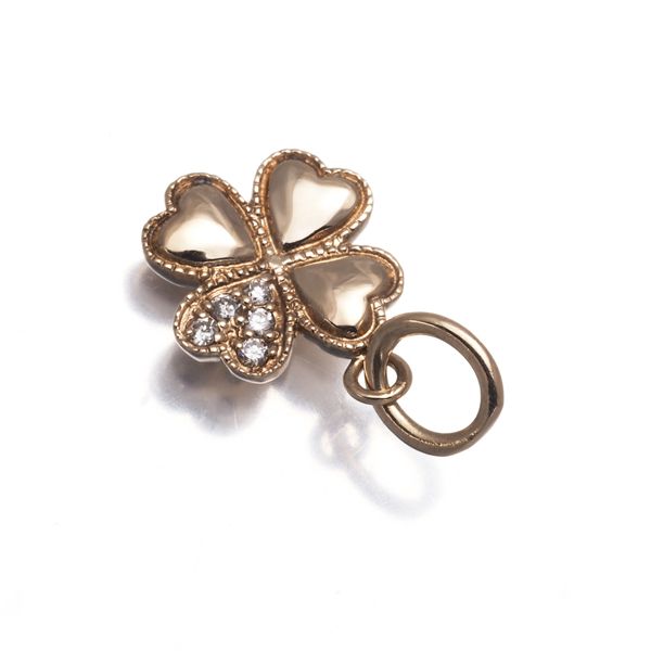 アガット ペンダントトップ ダイヤ ダイヤモンド 0.03 ct クローバー K 10 YG 180094