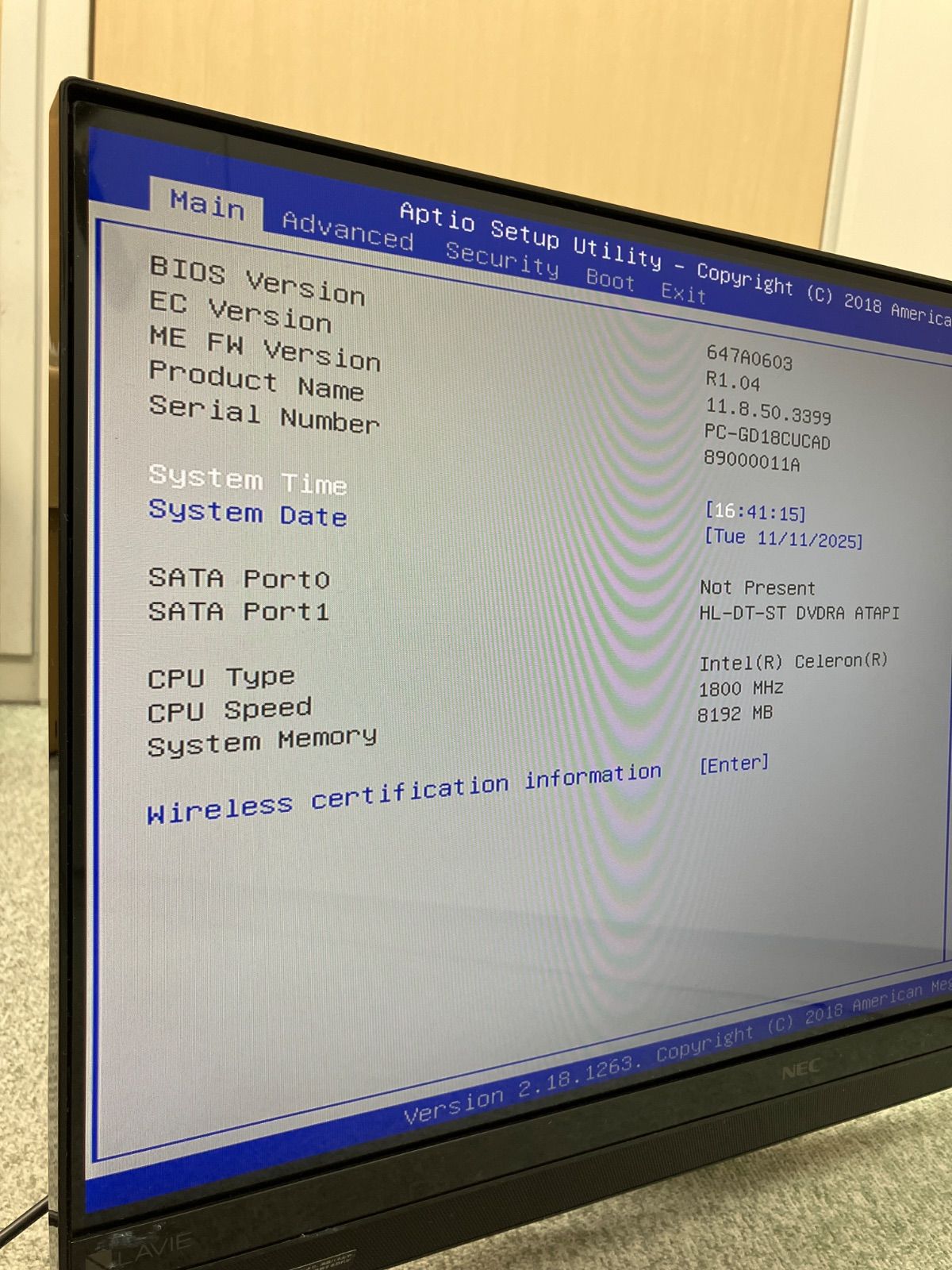 起動 済み NEC PC- 一体型PC