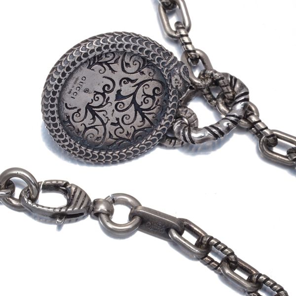 グッチ ネックレス マラカイト ガーデン 蛇 ヘビ アニマル シルバー