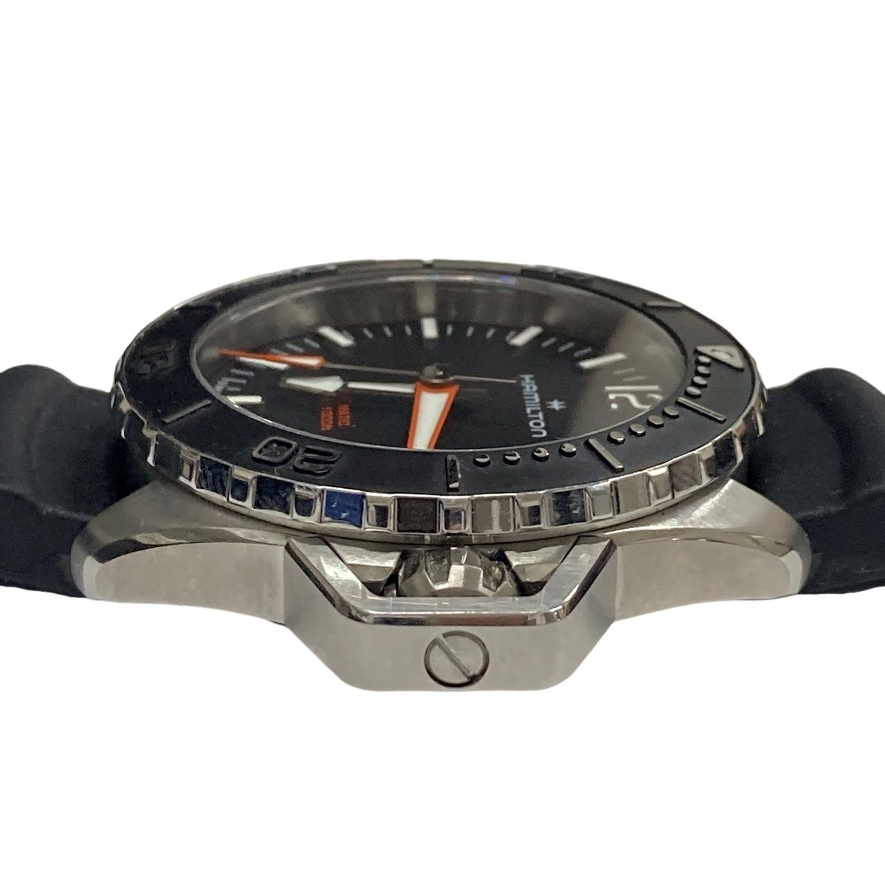  HAMILTON ハミルトン カーキネイビー オープンウォーターオート H77455330 腕時計メンズ 自動巻き ブラック文字盤 動作品 12510K437 デート服 自動巻き時計 腕時計(アナログ)