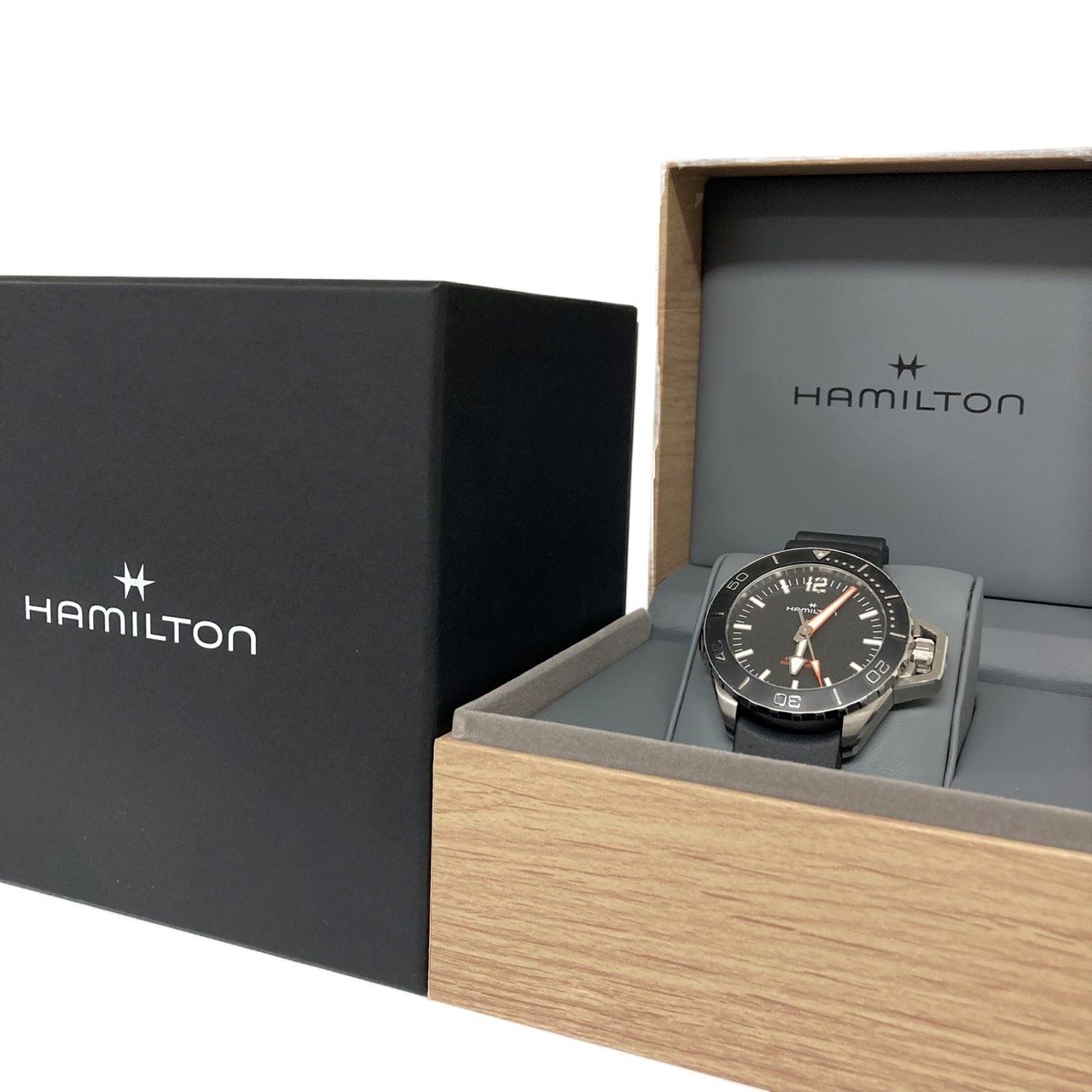 HAMILTON ハミルトン カーキネイビー オープンウォーターオート H77455330 腕時計メンズ 自動巻き ブラック文字盤 動作品 12510K437