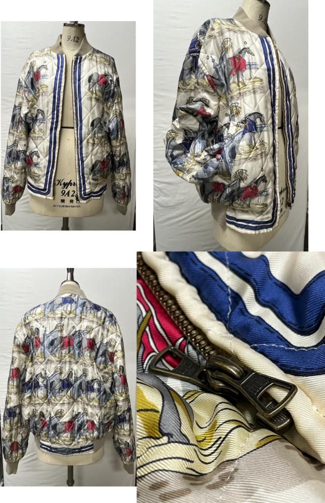 HERMES エルメス リバーシブル MA-1 ボンバー ジャケット フランス シルク 50 80~90’S 183-250106-SS-01-ich