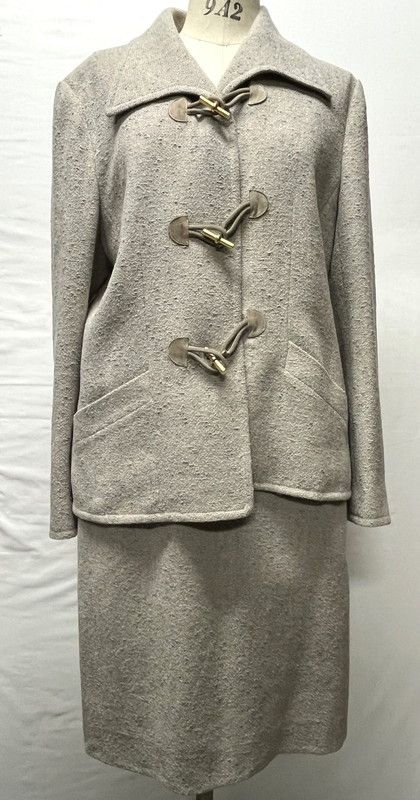 品 CELINE セリーヌ CELINE セリーヌ レディース セットアップ ジャケット スカート ウール ポリ グレー ヴィンテージ 44 183-250122-SS-13-ich