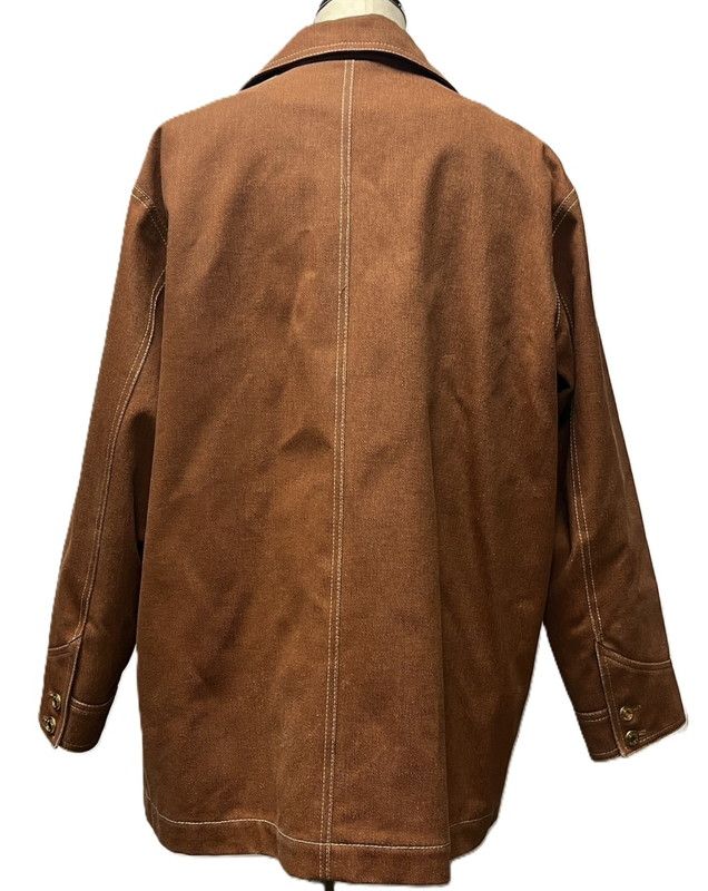 品 HERMES エルメス Hermes エルメス デニムジャケット レディース ブラウン コットン シルク 金ボタン ヴィンテージ 38 183-250122-SS-14-ich