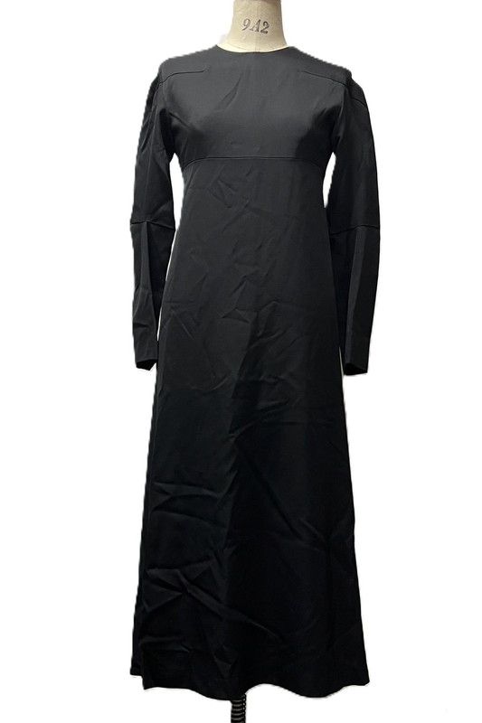 ワイズ ヨウジヤマモト ロングワンピース 長袖ワンピース ノー ウール レーヨン ブラック 170 250225 SS 02 ich