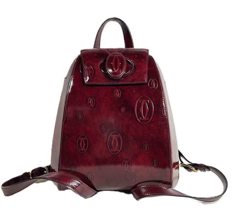 品 CARTIER カルティエ Cartier カルティエ ハッピーバースデー リュックサック バッグ レザー ボルドー 180-250513-SS-05-ich
