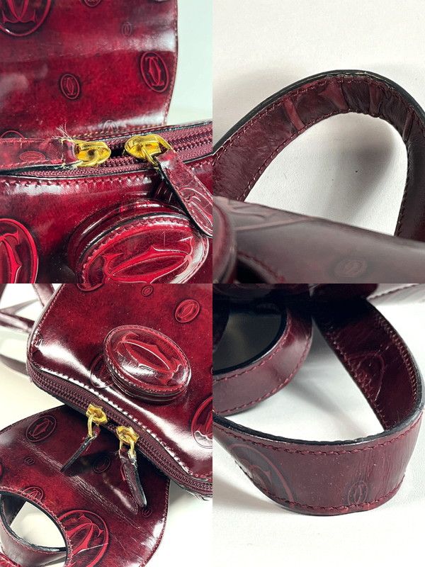  品 CARTIER カルティエ ハッピーバースデー リュックサック バッグ レザー ボルドー 180-250513-SS-05-ich リュック バックパック バッグ