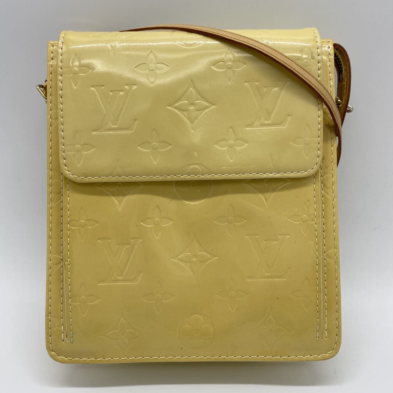 Louis Vuitton ルイ ヴィトン M91059 モット ショルダーバッグ ポシェット モノグラム ヴェルニ イエロー ヴィンテージ レディース メンズ