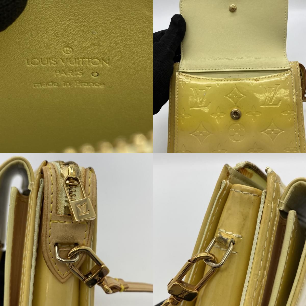  Louis Vuitton ルイ ヴィトン M 91059 モット ショルダーバッグ ポシェット モノグラム ヴェルニ イエロー ヴィンテージ レディース メンズ ショルダーバッグ バッグ