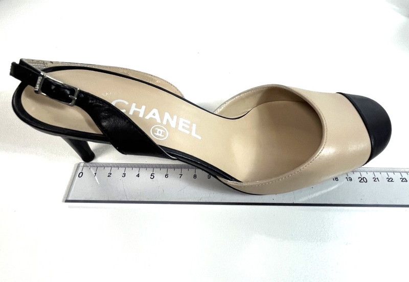  品 CHANEL シャネル ヒールパンプス スリングバック ヒールストラップ CC ココマーク ベージュ ブラック サイズ37 183-250706-SS-03-ich サンダル ミュール 靴