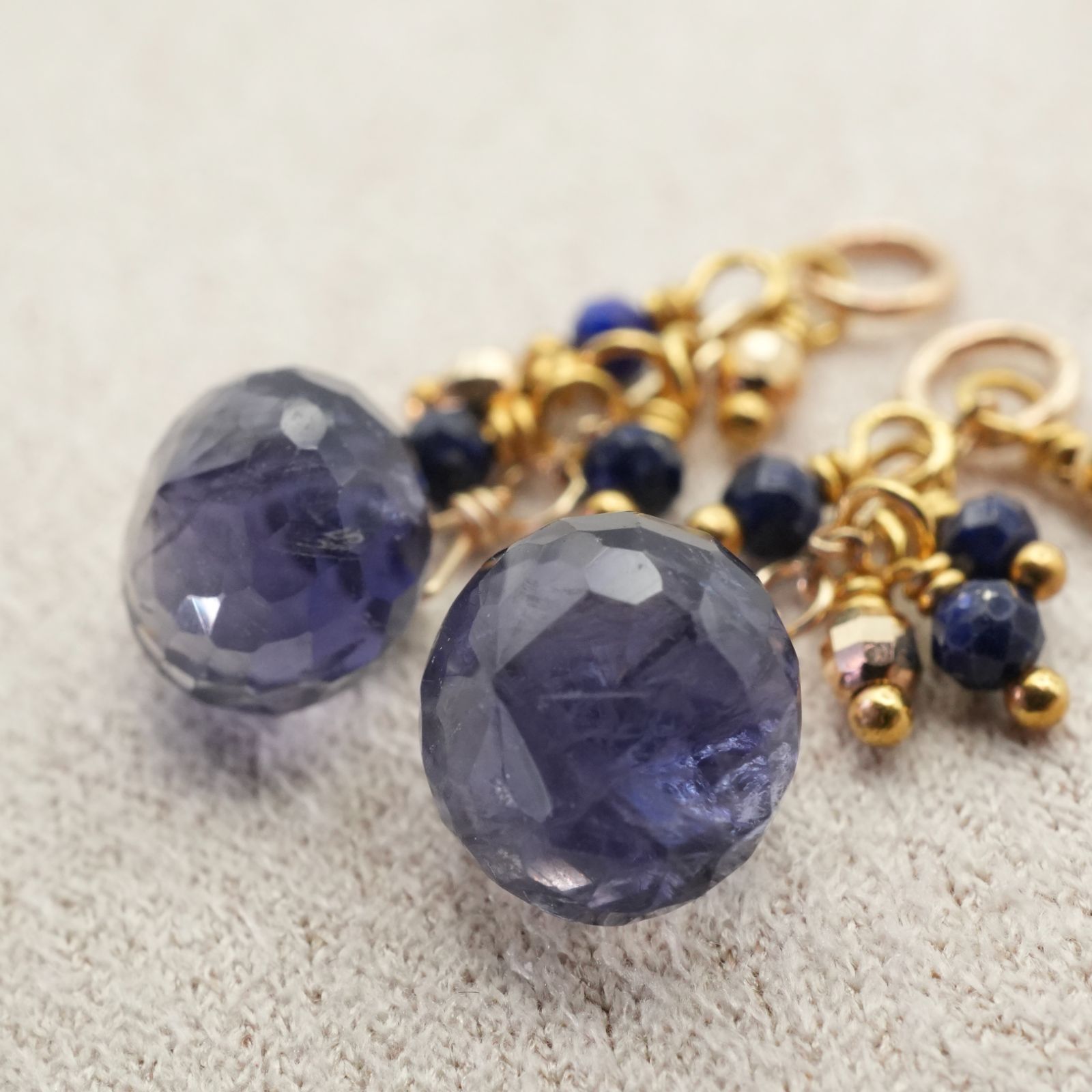 アガット アイオライト×ラピスラズリ ピアスチャーム K 10 25-2132 S