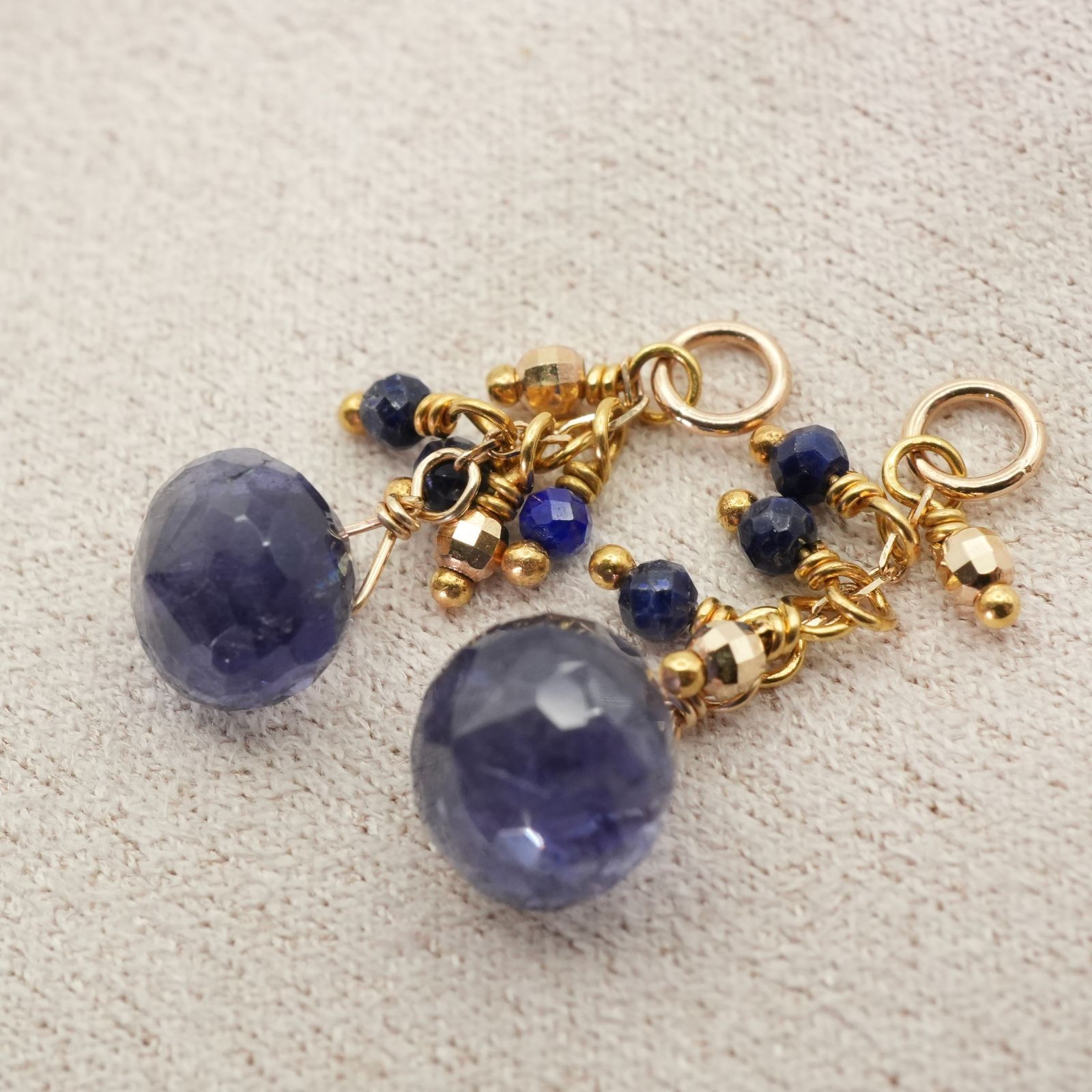 アガット アイオライト×ラピスラズリ ピアスチャーム K10/25-2132S