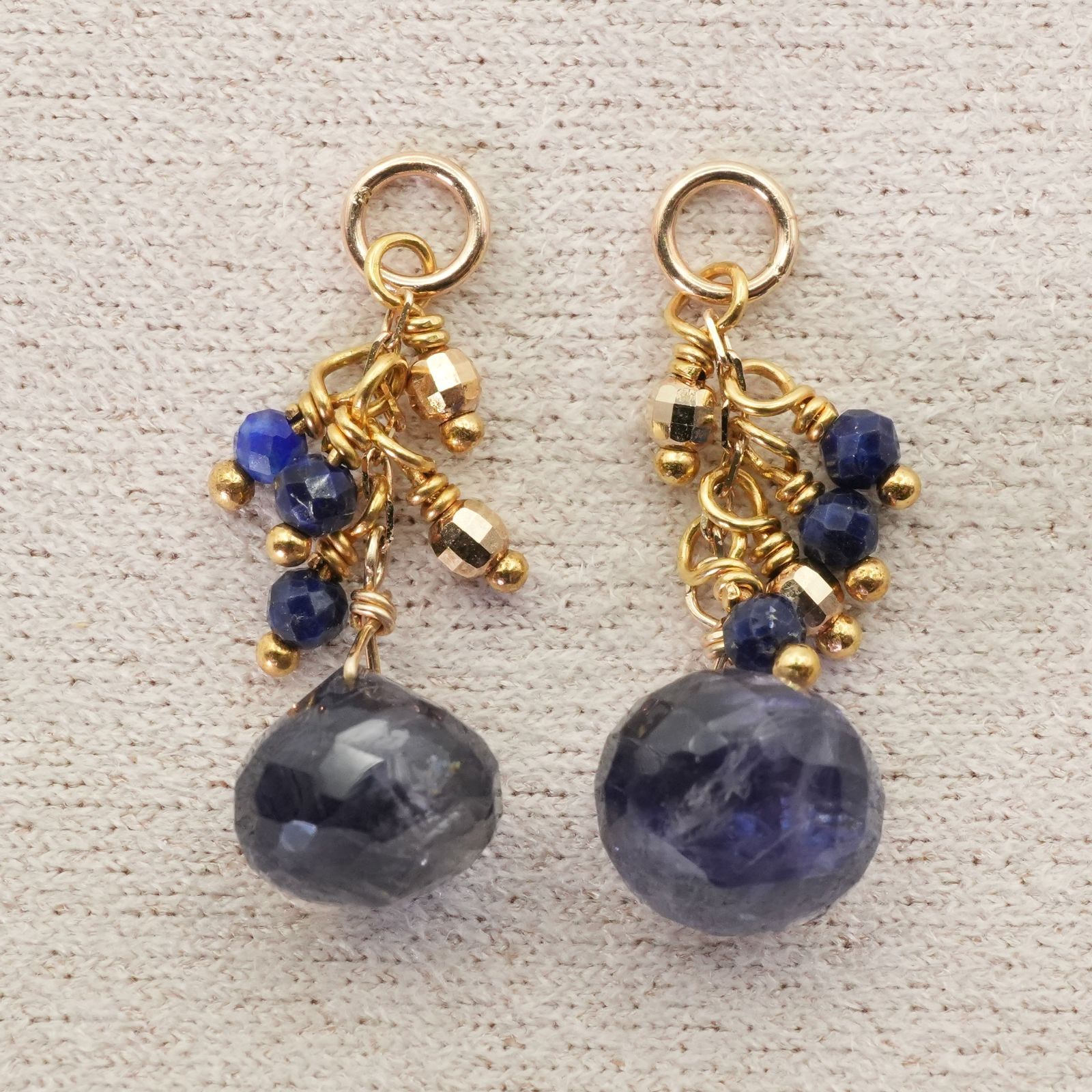 アガット アイオライト×ラピスラズリ ピアスチャーム K10/25-2132S