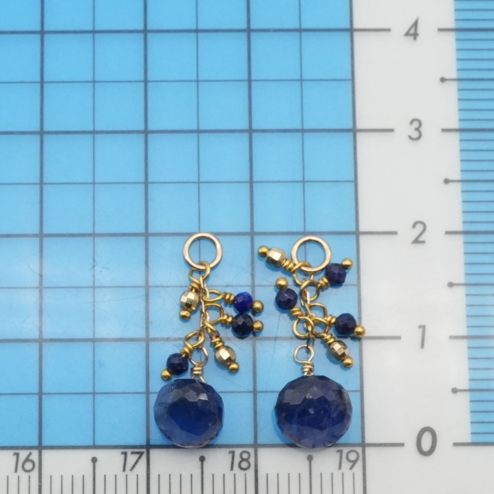 アガット アイオライト×ラピスラズリ ピアスチャーム K10/25-2132S