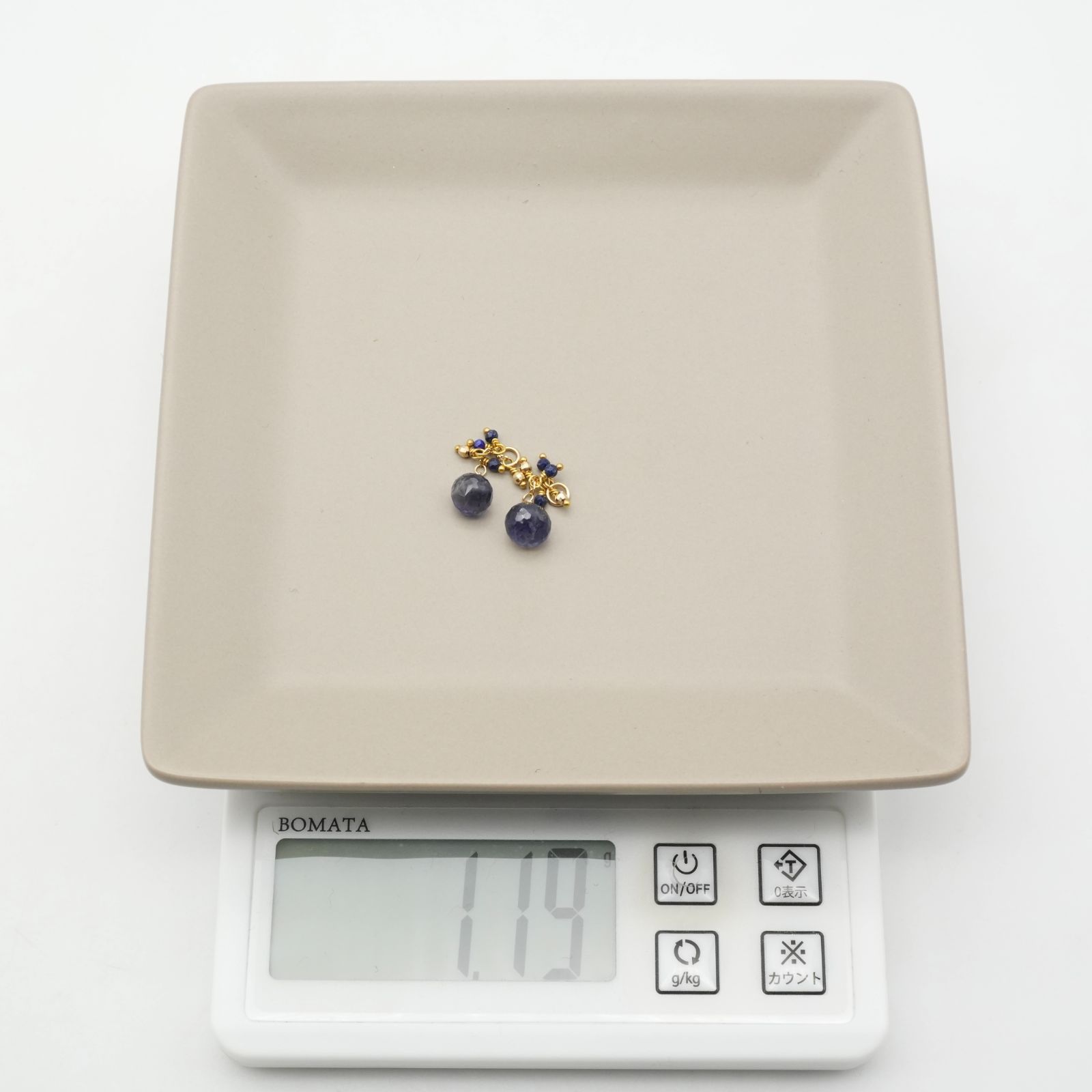 アガット アイオライト×ラピスラズリ ピアスチャーム K10/25-2132S