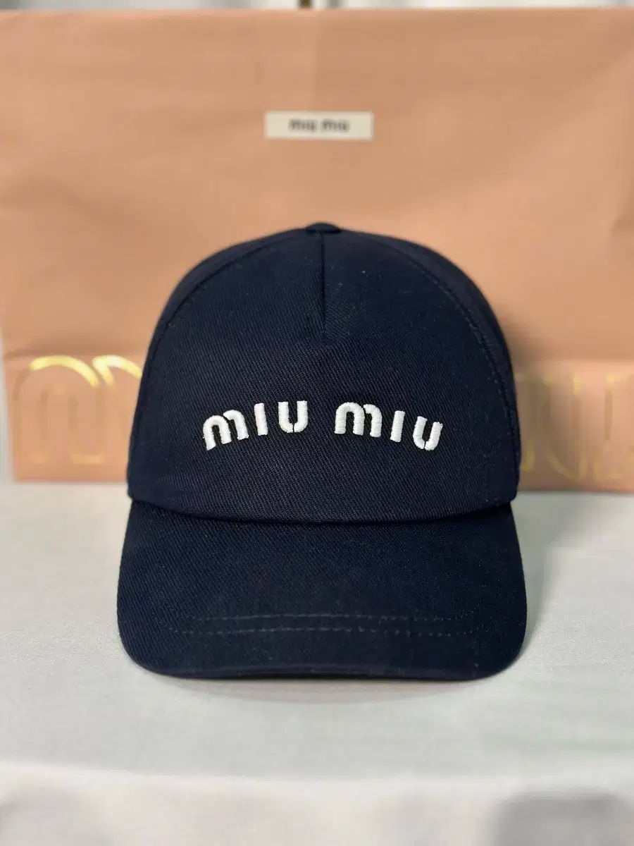 ミュウミュウ ドリル ベリスボール ネイビー ベースボールキャップ
